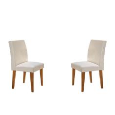 Conjunto com 2 Cadeiras Grecia Veludo Imbuia e Creme