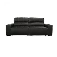 Sofá Retrátil E Reclinável De Couro Atami 2,30 M Preto Pigmentado - Mempra Design