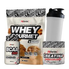 Kit Whey Protein Refil + Creatina 300g + bcaa cáps + Coqueteleira - fn Forbis Nutrition