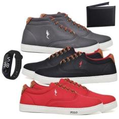 Kit 3 Tênis Casual + Acessórios Macio Confortável Dia a Dia-Masculino