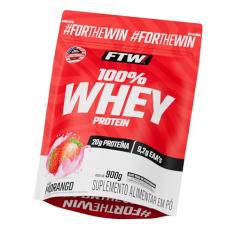 FTW 100% Whey Protein com Proteína Concentrada WPC, Suplemento Alimentar Pós-Treino em Pó com Fonte de Proteína do Soro do Leite, Alto Valor Biológico, Sem Glúten – Refil 900g (Sabor Morango)