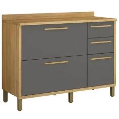 Balcão Torino 3 Portas 2 Gavetas para Cozinha Valdemoveis Cor Cinamomo