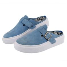Tenis Feminino Slip On Calce Facil Camurça Ajuste Fivela Palmilha Em Gel Solado Emborrachado