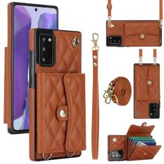 Capa carteira para Samsung Galaxy Note 20 com 4 pontos de cartão, capa de couro transversal com bloqueio de RFID, capa de telefone com suporte de fivela magnética, alça de pulso à prova de choque para