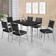 Mesa de Jantar Aço Nobre Kansas com 6 Cadeiras