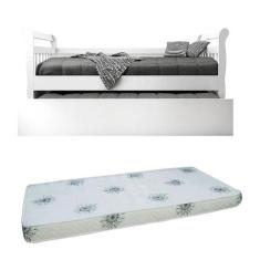 Bicama Babá Júlia Branco Brilho com 2 Colchões  Carolina - Carolina Ba