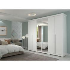 Guarda Roupa Casal em MDF 6 Portas com Espelhos e Pés Guarapari Panan 