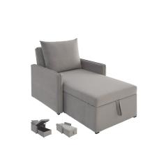 Sofá 3 em 1 Chaise, Cama e Baú Neve Estofama