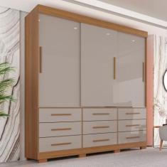 Guarda-roupa com Pés Casal 3 Portas 9 Gavetas Luana - Sallêto Móveis