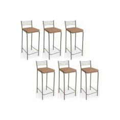Banqueta de Cozinha Gênova B705 Kit 6 Un Niquel - Capuccino - Kappesberg