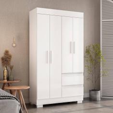Guarda Roupa De Solteiro Argentina 4 Portas Linhamobília Branco