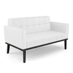 Sofá Namoradeira 2 Lugares Base De Madeira Preto Elisa Corino Branco D03 - D'rossi