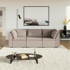 Sofá Modular 2 Módulos Canto 1 Módulo Central Zen Cabecasa Madeiramadeira Marrom