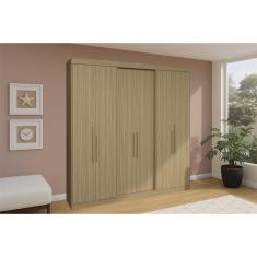 Guarda Roupa Casal PH 1804 6 Portas de Correr 2 Gavetas MDP Cedro Herval