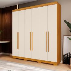 Guarda Roupa Casal Polônia 6 Portas 3 Gavetas MDP Cinamomo-off White