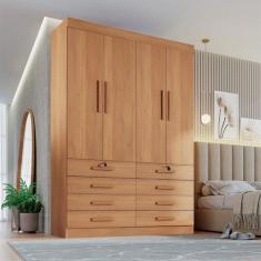 Guarda Roupa Solteiro MDF 4 Portas 8 Gavetas Marselha Plus - D Doro