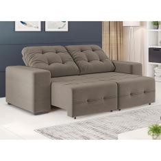 Sofá 3 Lugares Linoforte Bonno com 200 cm de Largura, Retrátil e Reclinável, Revestido em Tecido Suede