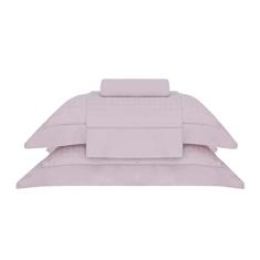 Jogo de Cama King Cetim 300 Fios Buddemeyer Damask Square 100% Algodão Penteado Rosa Pluma 4 peças