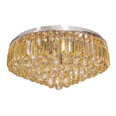 Plafon Kri De Metal E Vidro Cromado E Âmbar Bella Iluminação Kri No Voltagev Cromado/Ambar