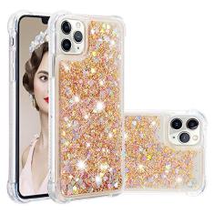 LEMAXELERS Capa compatível com iPhone 11 Pro de 5,8 polegadas, com glitter, líquido, transparente, flutuante, areia movediça, à prova de choque, capa protetora de silicone macio de TPU para iPhone 11