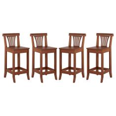 Kit 4 Banquetas Média Madeira Maciça Valentina 36x90Cm Bancada Cozinha Gourmet Verniz Imbuia - RMI