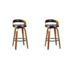 Kit 2 Banqueta para Cozinha Alta Giratória Madeira Roma Preto Preto/Marrom