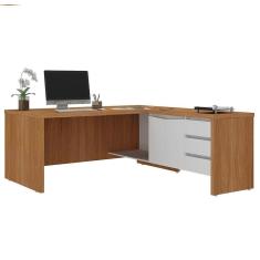 Mesa Para Escritório Em L Chefia 190cm Corp A06 Freijó/branco - Mpozenato