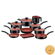 Jogo de Panelas Tramontina Turim Preta e Cobre Antiaderente Starflon M