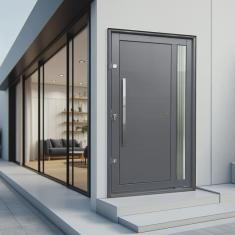 Porta Pivotante Lambril Visione com Puxador Lado Direito Elite 240x130 Cinza
