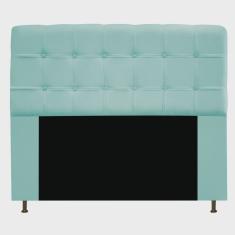 Cabeceira Estofada Mel 140 cm Casal Com Botonê Suede Azul Tiffany - adj Decor