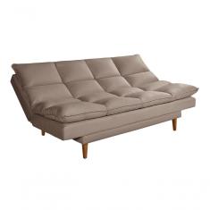 Sofá Cama Andorra 3 Lugares Império Reclinável Casal Pés Madeira Com Banqueta Suede Chocolate 377