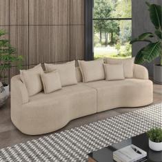 Sofá 5 Lugares Orgânico Living 290cm Mersa Bouclê K01 - D'Rossi, Creme