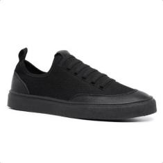 Tênis Sapatênis Casual Skate Unissex Sola Reta Cano Baixo Leve Conforto Preto Escolar-Unissex