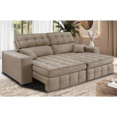 Sofá Retrátil e Reclinável 2,00m Molas Ensacadas e Costura Tripla Cama inBox Nobre. Suede Velusoft