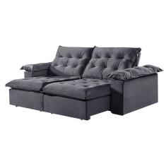 Sofá 3 Lugares Retrátil E Reclinável Martins M-147 Veludo Grafite