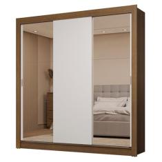 Guarda-roupa Casal 3 Portas de Correr com Espelhos 2 Gavetas Sublime Madesa