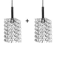 Kit 2 Lustres Pendente Quadrado Clearcast Cristal Legitimo - MARRYLUZ