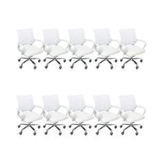 Kit 10 Cadeiras De Escritório Begonia Mesh Ergonômico Branco - Oficial