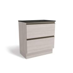 Balcão De Cozinha Maxxi G755 P-cooktop 2 Gavetas C-tampo 80cm Branco-preto Brilho - Kappesberg