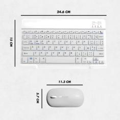 Teclado Sem Fio Bluetooth Recarregável Com Mouse - Branco - Imports