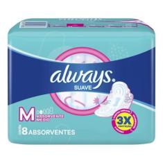 Absorvente Always Suave M com Abas - 8 unidades