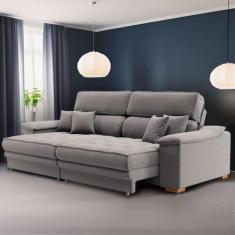 Sofá 3 Lugares Retrátil e Reclinável Pascal Linho Cinza