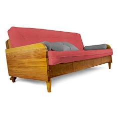 Sofá Cama Paris Sarja Goiaba Madeira Maciça Alto Padrão