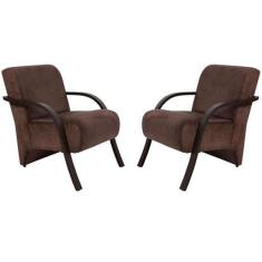 Kit 2 Poltronas Decorativas 1 Lugar Santa Tecido Marrom