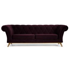 Sofá 210cm 3 Lugares Base Madeira Império C-292 Veludo Uva - Domi