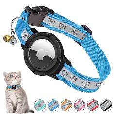 MONBEYEE Coleira Airtag integrada para gatos com faixa refletiva e sino, compatível com Apple Airtag para gatos