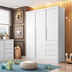 guarda-roupa infantil pérola 3 pt 4 gv branco