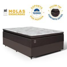 Cama Box com Colchão Ravena Molas Ensacadas Com Pillow Top Casal 138cm