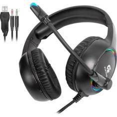 Headset Gamer Fortrek Holt P2 + USB RGB Preto F002, Preto