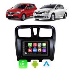Kit Multimidia Carplay Android Auto Sandero Logan 2015 A 2024 7" Coman